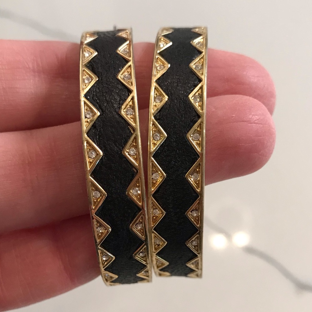 House of Harlow 1960 black gold hoop earrings